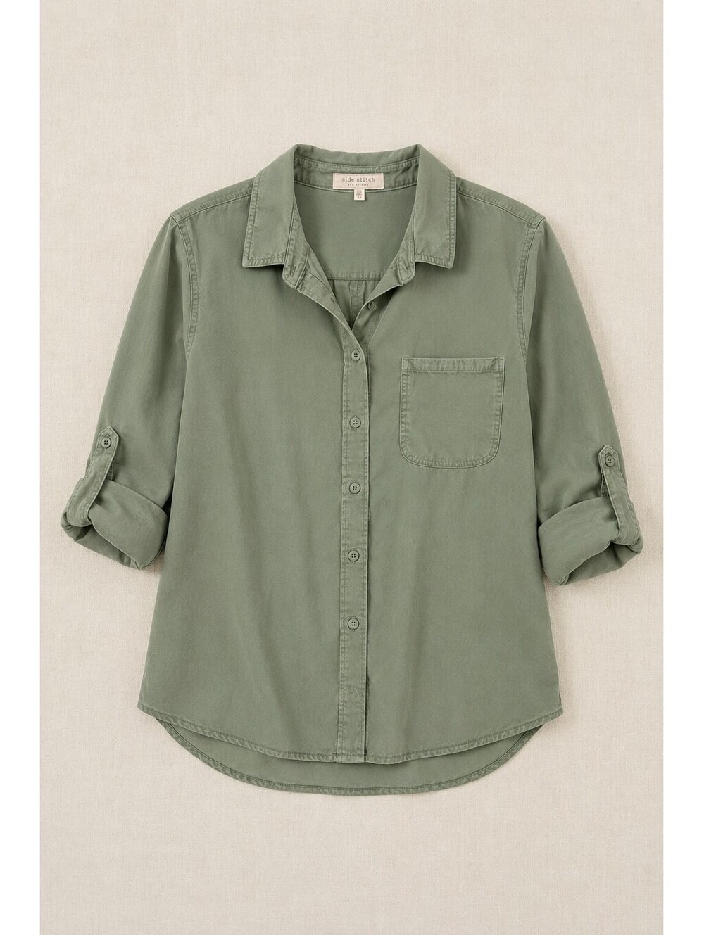 Side Stitch PL Sage Green 100% Lyocell Roll Tab Button Down Shirt